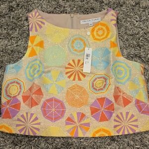 Trina Turk Yellow and Silver Geometric Dress